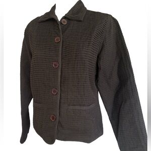 The Territory Ahead Black Textured Light Cotton Blazer Jacket Coat S